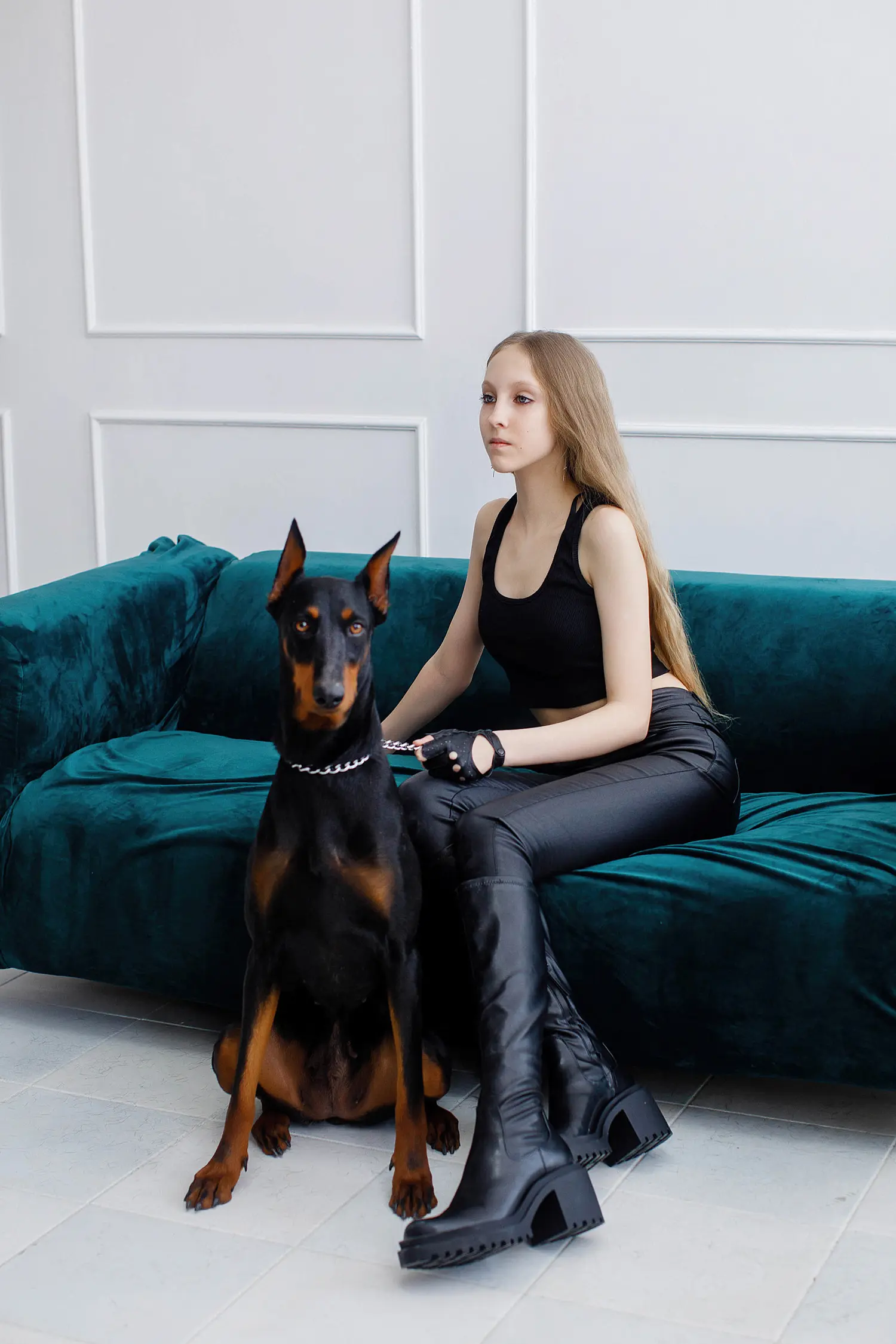 Varya and a Doberman — Teen editorial by Evgenia Sayankina for VOUS Magazine