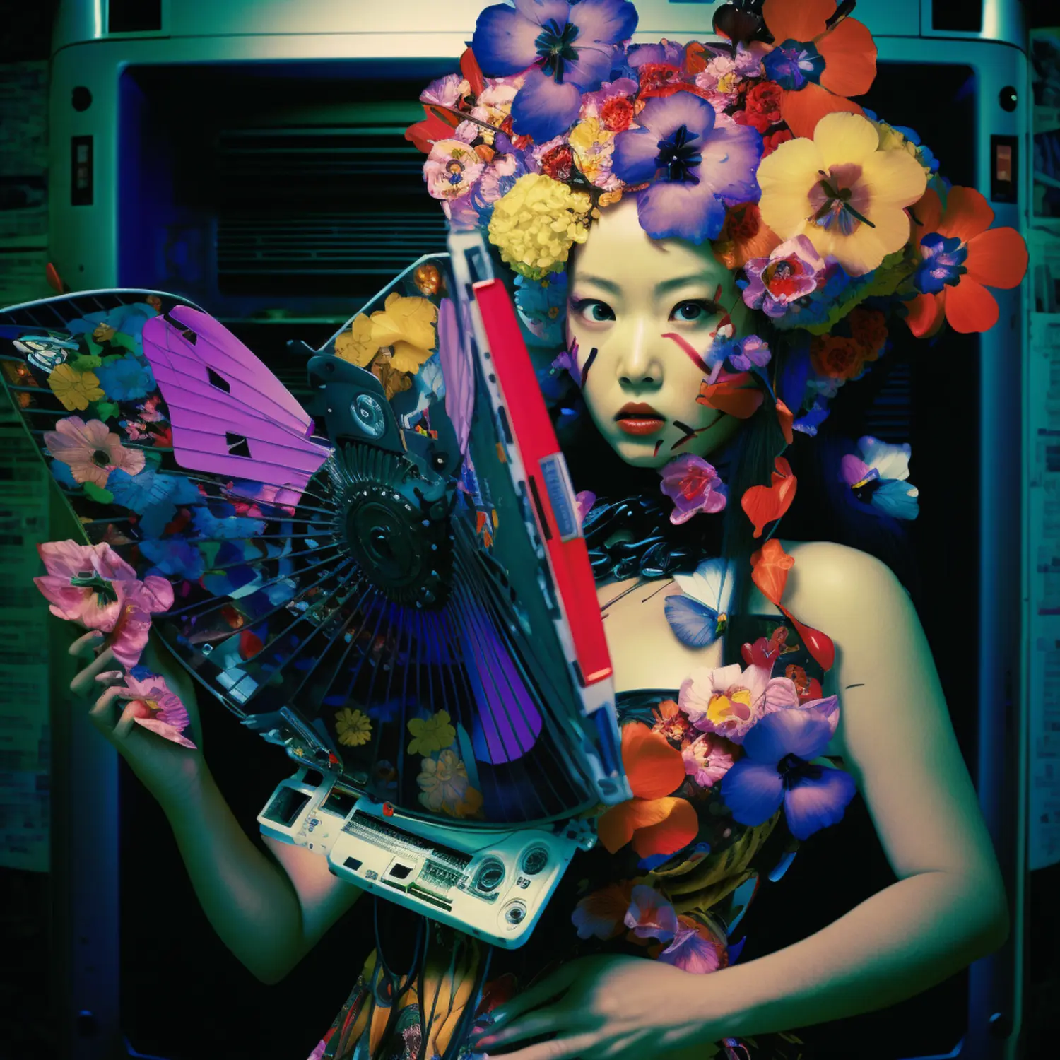 Flower and Python(coding) — Fashion & Beauty editorial for VOUS Magazine