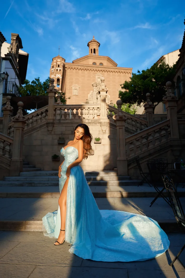 Arctic blue in a Spanish Village in Barcelona — Fashion & Beauty editorial by Svyatoslav Usmyal for VOUS Magazine
