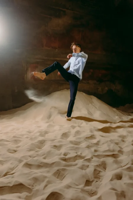 Sand Theatre — Man editorial by Maria Fedotova for VOUS Magazine