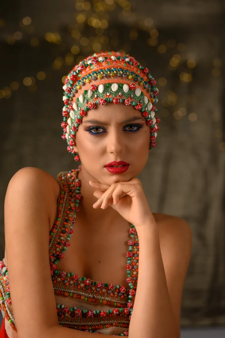 Threads of Beauty: A Tapestry of Makeup and Beads" "Intricate Adornments: Where Makeup… — Portrait editorial by Sebastian Mesar Photography for VOUS Magazine
