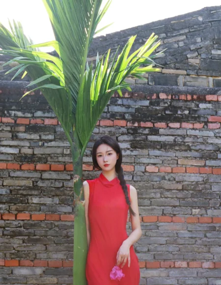 Elegance in Scarlet: Southern China's Ancient Architecture and Fashion Fusion — Portrait editorial by Edwardml for VOUS Magazine