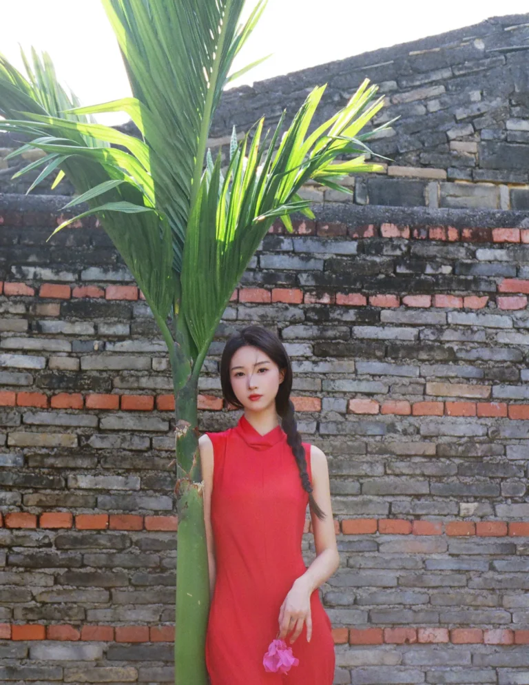 Elegance in Scarlet: Southern China's Ancient Architecture and Fashion Fusion — Portrait editorial by Edwardml for VOUS Magazine