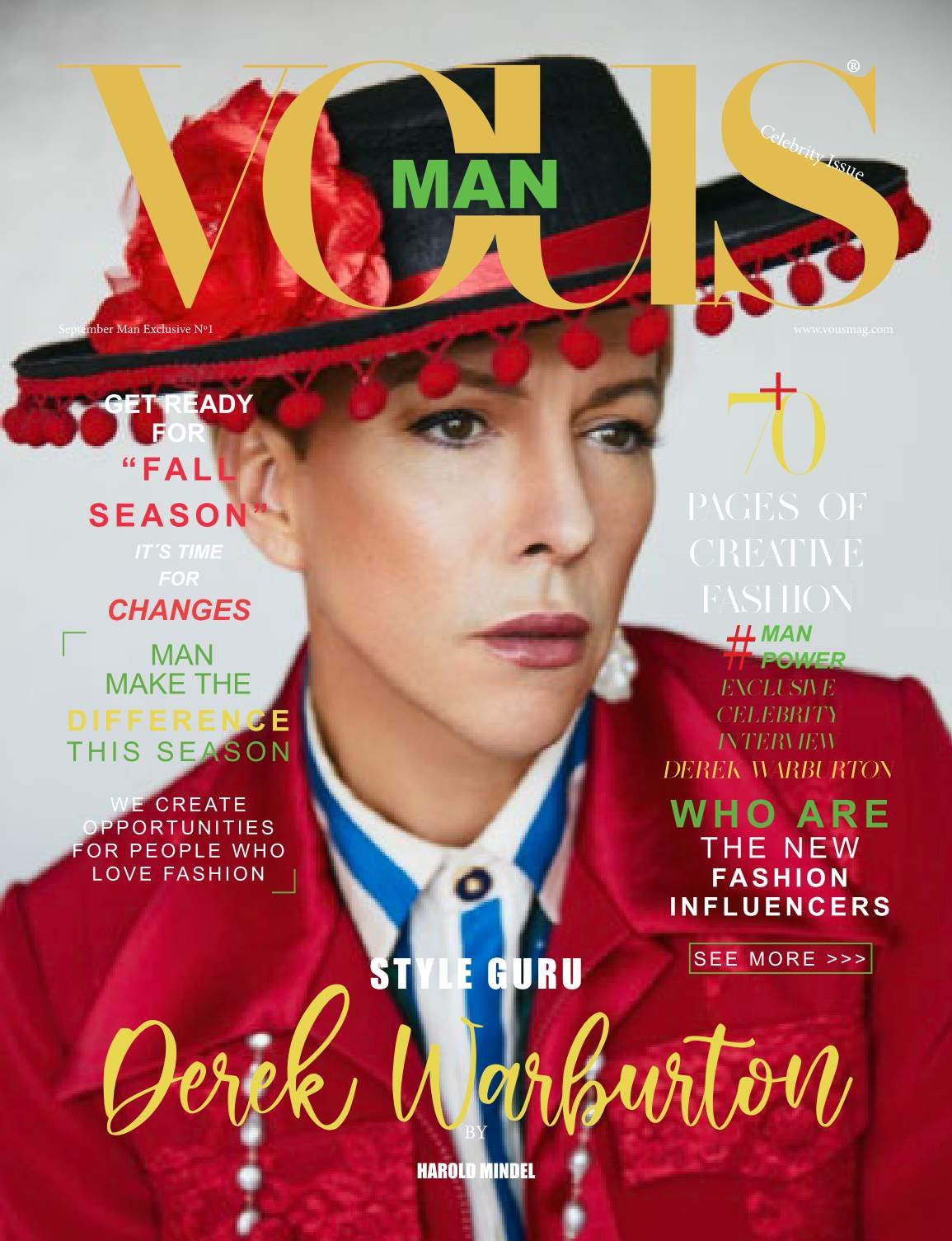 VOUS Magazine · The Fashion & Beauty Celebrity Edition · DEREK WARBURTON · Vol.1 · September 2021